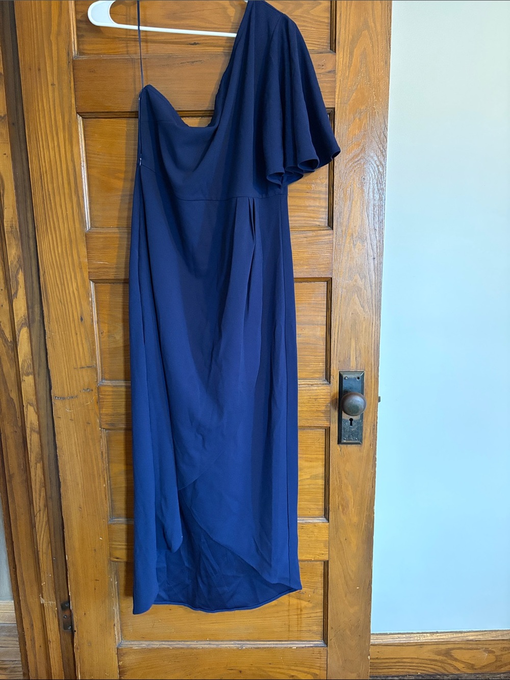 One-Shoulder Navy Evening Gown
